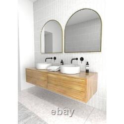Glass Warehouse Vanity Mirror Stainless Steel Single Floating Mount Brass Arched