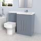 Gloss Grey L-shape Bathroom Right Hand Rh Vanity Unit Furniture Basin Btw Toilet