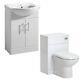 Gloss White 650mm Vanity Basin Sink Unit Cabinet & 600 Back To Wall Wc Unit