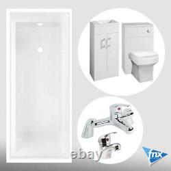 Gloss White Bathroom Suite Inc Taps 1700 Bath Vanity Unit Btw Unit & Toilet