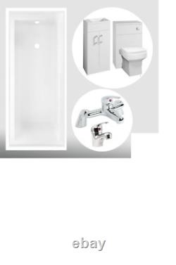 Gloss White Bathroom Suite Inc Taps 1700 Bath Vanity Unit Btw Unit & Toilet