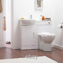 Gloss White Cloakroom Furniture Pack, Vanity Cabinet Basin, WC Unit, Toilet Pan