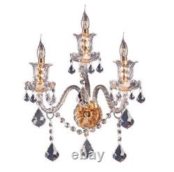 Gold French K9 Crystal Dining Room or Bathroom Wall Sconce Vanity Light Fixture