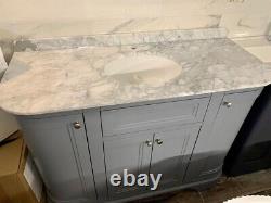 Gorgeous Traditional Vanity Unit Cabinet in Marlborough Grey with Genuine Marble