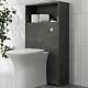 Grey Back To Wall Toilet Unit Only 600mm Modern Bathroom Storage