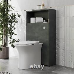 Grey Back to Wall Toilet Unit Only 600mm Modern Bathroom Storage