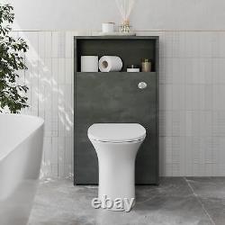 Grey Back to Wall Toilet Unit Only 600mm Modern Bathroom Storage