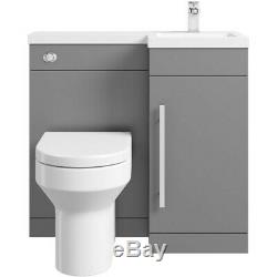 Grey Designer Bathroom Combination Vanity Unit with Basin + Back To Wall Toilet