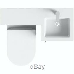 Grey Designer Bathroom Combination Vanity Unit with Basin + Back To Wall Toilet