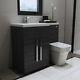 Grey Lh Combination Bathroom Furniture Vanity Unit & Basin + Back To Wall Toilet