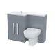 Grey Lh Vanity Cabinet Basin Sink 1100mm & Btw Wc Toilet Flat Pack