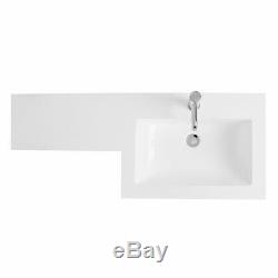 Grey RH Combination Bathroom Furniture Vanity Unit & Basin + Back To Wall Toilet