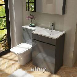 Grey Vanity Unit with Back to Wall Toilet Unit Right Hand Florence