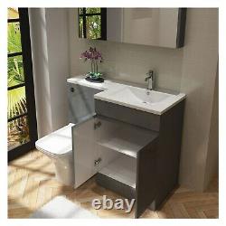 Grey Vanity Unit with Back to Wall Toilet Unit Right Hand Florence