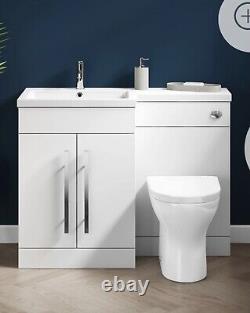 Harbour icon L shaped vanity/ W c unit 1100 white gloss