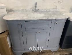 Harrogate Brunswick Traditional Spa Grey Vanity Unit with White Marble Top New