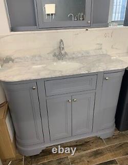 Harrogate Brunswick Traditional Spa Grey Vanity Unit with White Marble Top New