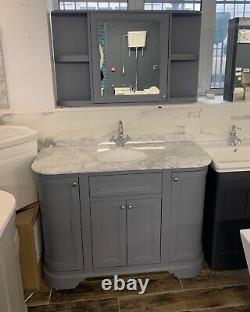 Harrogate Brunswick Traditional Spa Grey Vanity Unit with White Marble Top New