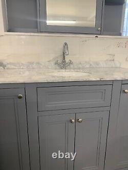 Harrogate Brunswick Traditional Spa Grey Vanity Unit with White Marble Top New