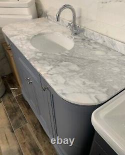 Harrogate Brunswick Traditional Spa Grey Vanity Unit with White Marble Top New