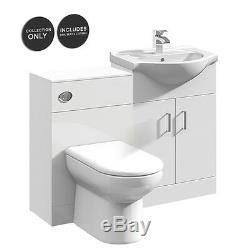 High Gloss White Bathroom Furniture Set Back To Wall WC Vanity Basin Sink
