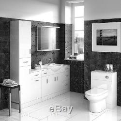 High Gloss White Bathroom Furniture Set Back To Wall WC Vanity Basin Sink