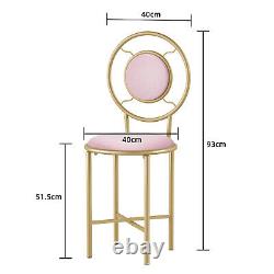 Home Modern Accent Velvet Chairs Padded Round Stool with Golden Metal Frame Legs