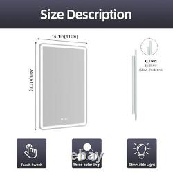 Inch LED Bathroom Mirror Rounded Corner Rectangle 16x24 A. Back-lit Frameless