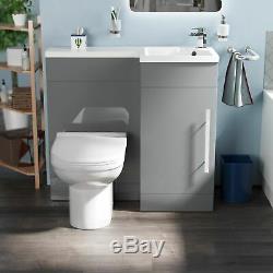 Ingersly Bathroom Basin Sink Vanity Light Grey RH Unit WC Back To Wall Toilet