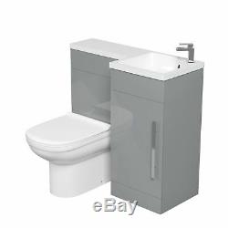 Ingersly Bathroom Basin Sink Vanity Light Grey RH Unit WC Back To Wall Toilet