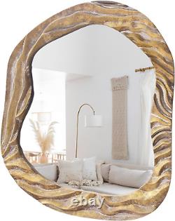 Irregular Wall Mirror, Asymmetrical Mirror Unique Vanity Mirror, 18.7X24 Gold Mode