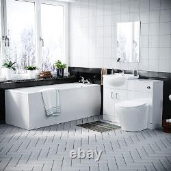 Kelly 550mm White Basin Vanity Cabinet with WC, BTW Toilet & Acrylic Bath Suite