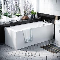 Kelly 550mm White Basin Vanity Cabinet with WC, BTW Toilet & Acrylic Bath Suite