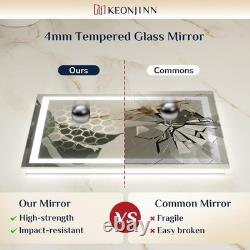 Keonjinn 50x70cm Bathroom Mirror with Led Lights, Antifog Vanity Mirror Back an
