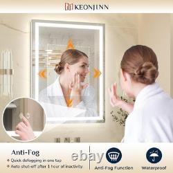 Keonjinn 60x90cm Bathroom Mirror with Led Lights, Antifog Vanity Mirror Back and