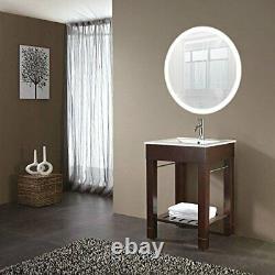 Krugg LED Bathroom Round 27 Diameter Lighted Vanity Mirror Silver Backed Glass