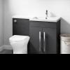 L Shape Grey 1100mm Bathroom Vanity Unit & Toilet Back To Wall