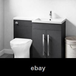 L Shape Grey 1100mm Bathroom Vanity Unit & Toilet Back to Wall
