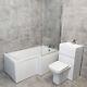 L Shaped 1700 Showerbath Suite Inc Taps & Compact Toilet + Sink Unit Right Hand