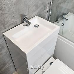L Shaped 1700 Showerbath Suite Inc Taps & Compact Toilet + Sink Unit Right Hand