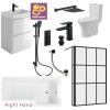 L Shaped Bathroom Suite 1700 Bath 60 Vanity Unit Rimless Toilet Wc Taps & Shower