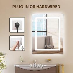 LED Bathroom Mirror 24 X 30 Inch with Bluetooth Speakers, Front and Back Lights