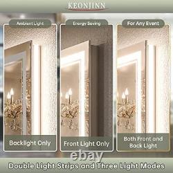 LED Bathroom Mirror 30 x 36 Inch with Front and Back Light, Stepless 3 30x36