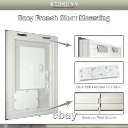 LED Bathroom Mirror 30 x 36 Inch with Front and Back Light, Stepless 3 30x36