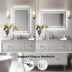 LED Bathroom Mirror with Backlit and Front Light, 24x32, Stepless Dimmable LE