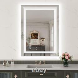 LED Bathroom Mirror with Backlit and Front Light, Stepless Dimmable LED 24x32