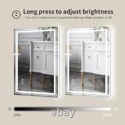 LED Bathroom Mirror with Backlit and Front Light, Stepless Dimmable LED 24x32