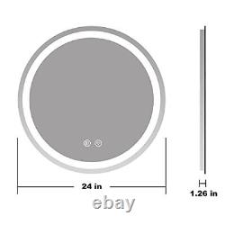 LED Round Bathroom Mirror 24 Inch Lighted Vanity Makeup Round 24''X 24