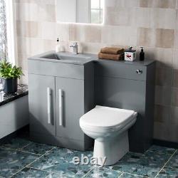 LH 600mm Grey Vanity Cabinet Basin with WC Unit And BTW Toilet Ason