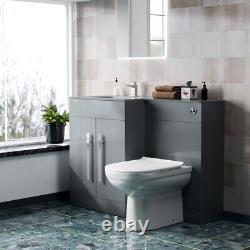 LH 600mm Grey Vanity Cabinet Basin with WC Unit And BTW Toilet Ason